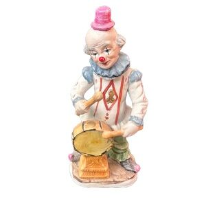 Vtg UCGC Korea Porcelain Hobo Clown Figure Drums Hand Painted Circus Collectible